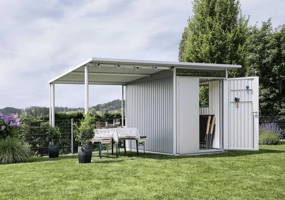 biohort Gartenhäuser & Gerätehäuser - Gerätehaus AvantGarde® A8, ca. B260/H222/T380 cm Quarzgrau