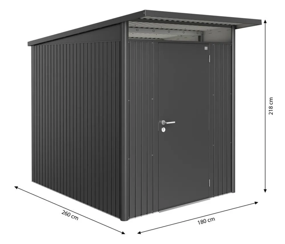 biohort Gartenhäuser & Gerätehäuser - Gerätehaus AvantGarde® Gr. A2, ca. B180/H218/T260 cm Dunkelgrau