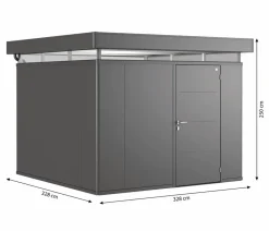 biohort Gerätehaus CasaNova® 3 x 3, ca. B328/H250/T328 cm Dunkelgrau Outlet