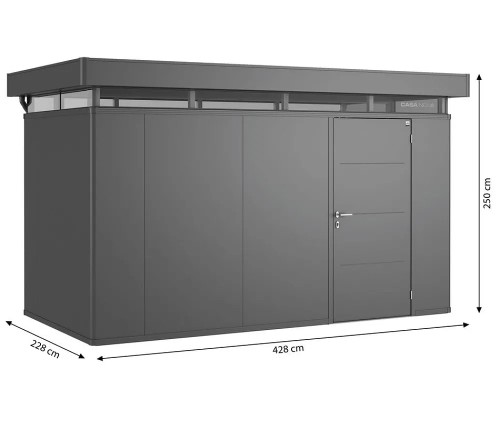 biohort Gartenhäuser & Gerätehäuser - Gerätehaus CasaNova® 4 x 2, ca. B428/H250/T228 cm Dunkelgrau