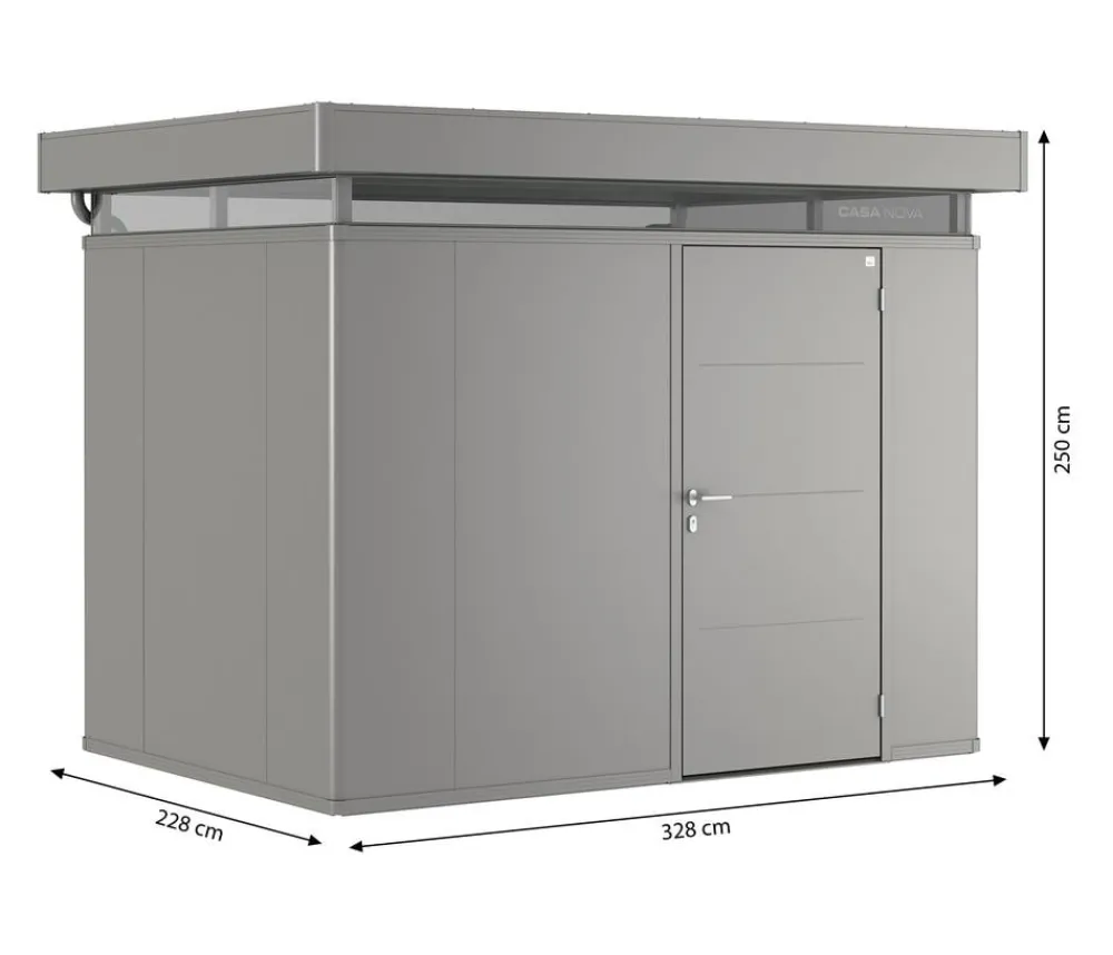 biohort Gartenhäuser & Gerätehäuser - Gerätehaus CasaNova® 3 x 2, ca. B328/H250/T228 cm Quarzgrau