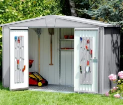 biohort Gerätehaus Europa 3, ca. B244/H203/T156 cm Silber Hot