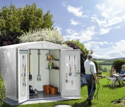 biohort Gartenhäuser & Gerätehäuser - Gerätehaus Europa 5, ca. B316/H209/T228 cm Silber