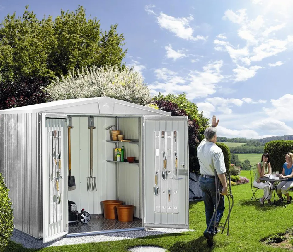 biohort Gartenhäuser & Gerätehäuser - Gerätehaus Europa 5, ca. B316/H209/T228 cm Silber
