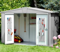 biohort Gartenhäuser & Gerätehäuser - Gerätehaus Europa 6, ca. B244/H203/T300 cm Silber