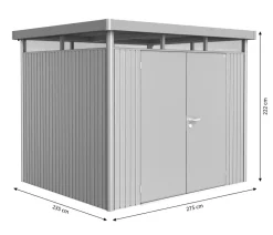 biohort Gerätehaus HighLine H3, ca. B275/H222/T235 cm Silber Clearance