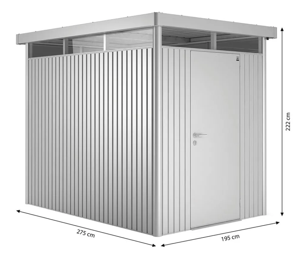 biohort Gerätehaus HighLine H2, ca. B275/H222/T195 cm Silber Hot