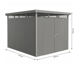 biohort Gerätehaus HighLine H5, ca. B275/H222/T315 cm Quarzgrau Clearance