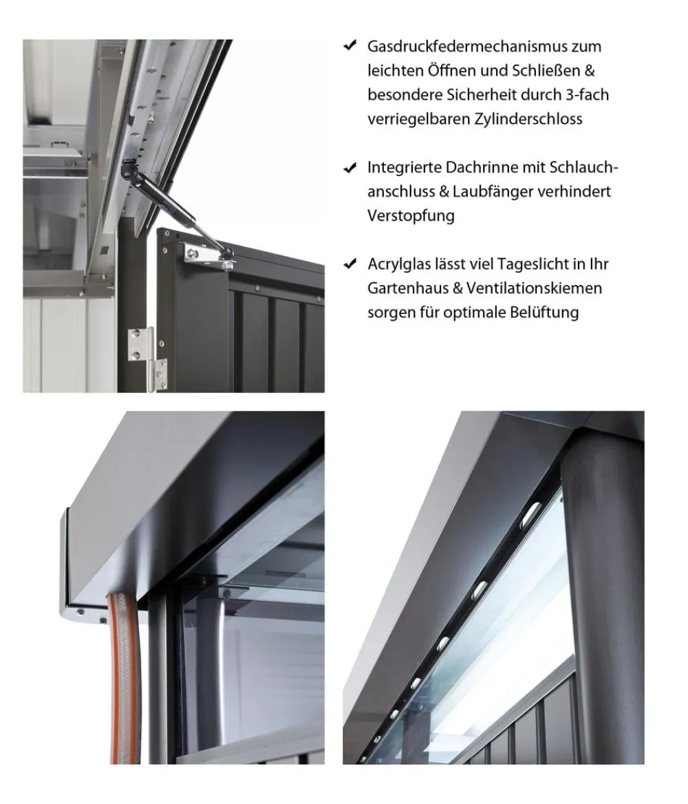 biohort Gartenhäuser & Gerätehäuser - Gerätehaus HighLine H5, ca. B275/H222/T315 cm Dunkelgrau