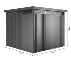biohort Gartenhäuser & Gerätehäuser - Gerätehaus HighLine H4, ca. B275/H222/T275 cm Dunkelgrau