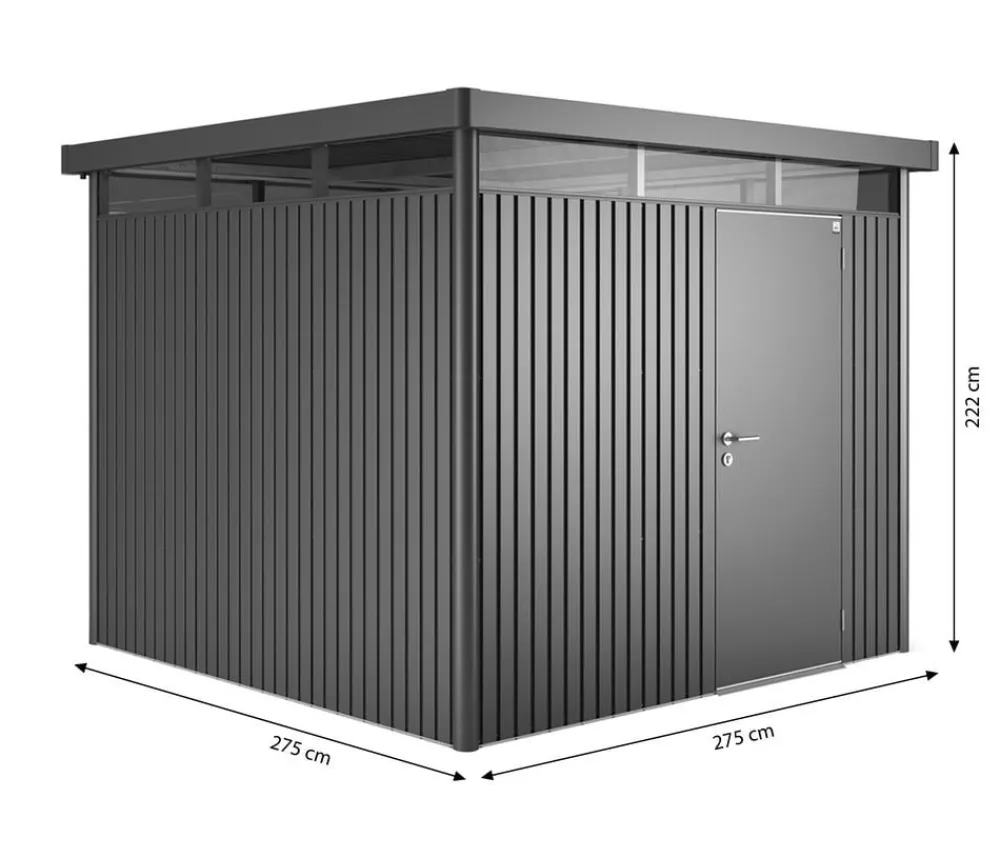 biohort Gartenhäuser & Gerätehäuser - Gerätehaus HighLine H4, ca. B275/H222/T275 cm Dunkelgrau