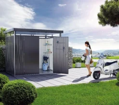 biohort Gartenhäuser & Gerätehäuser - Gerätehaus HighLine H4, ca. B275/H222/T275 cm Dunkelgrau
