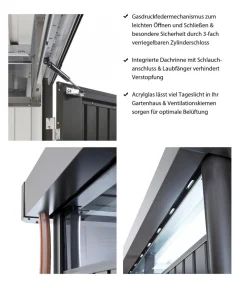 biohort Gartenhäuser & Gerätehäuser - Gerätehaus HighLine H4, ca. B275/H222/T275 cm Silber