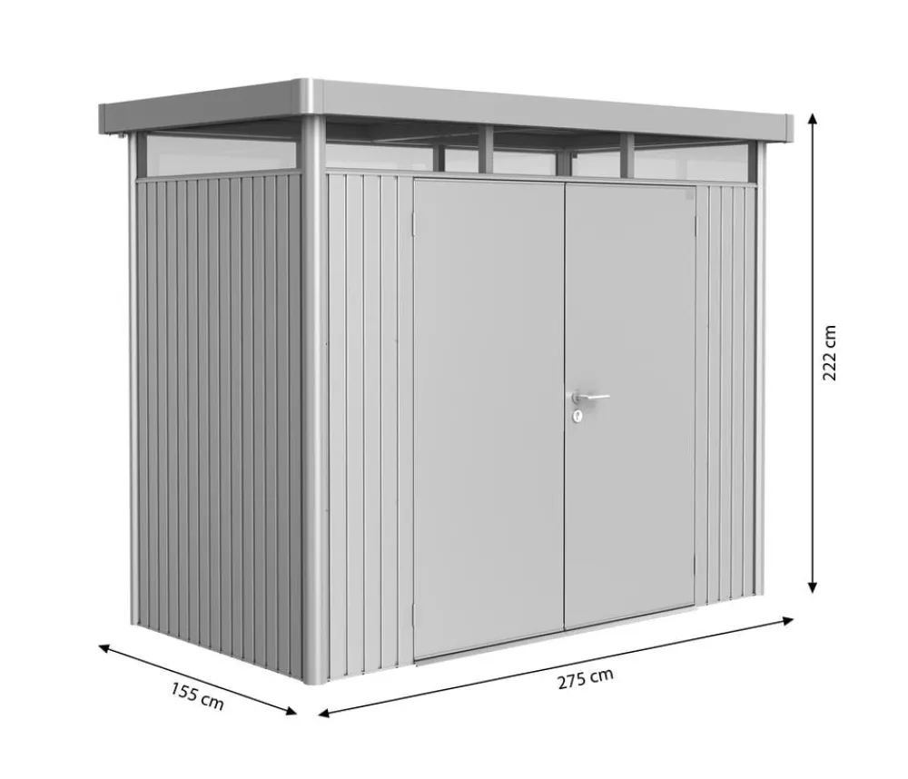 biohort Gerätehaus HighLine H1, ca. B275/H222/T155 cm Silber Outlet
