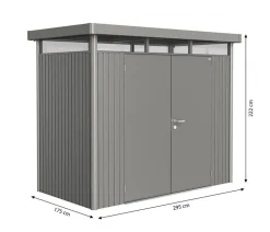 biohort Gartenhäuser & Gerätehäuser - Gerätehaus HighLine H1, ca. B275/H222/T155 cm Quarzgrau