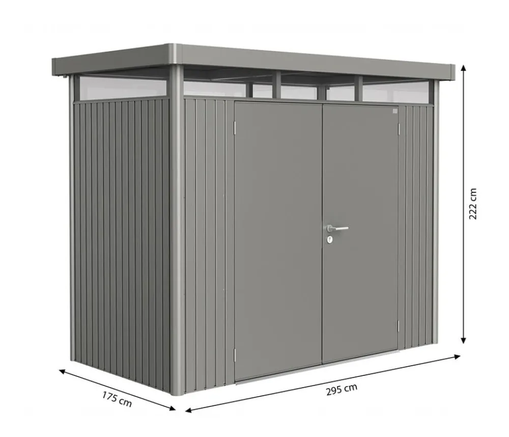 biohort Gartenhäuser & Gerätehäuser - Gerätehaus HighLine H1, ca. B275/H222/T155 cm Quarzgrau