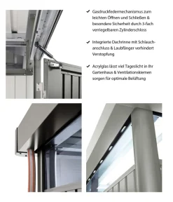 biohort Gartenhäuser & Gerätehäuser - Gerätehaus HighLine H1, ca. B275/H222/T155 cm Quarzgrau