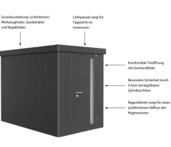 biohort Gerätehaus Neo 3A, ca. B180/H222/T292 cm Dunkelgrau New