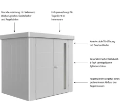 biohort Gerätehaus Neo 1B, ca. B236/H222/T180 cm Silber Hot