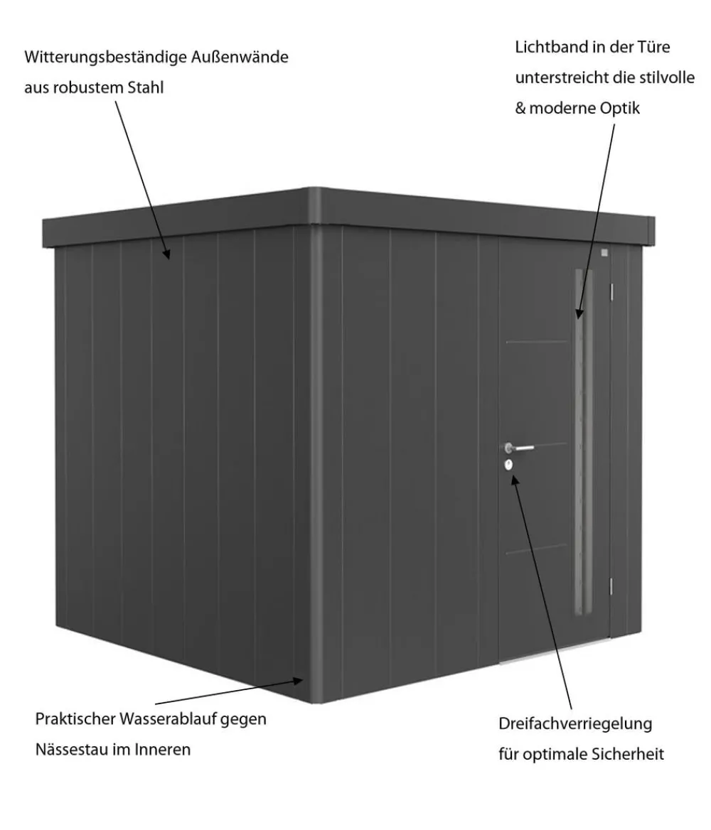 biohort Gartenhäuser & Gerätehäuser - Gerätehaus Neo 1B, ca. B236/H222/T180 cm Dunkelgrau
