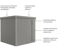 biohort Gerätehaus Neo 2B, ca. B236/H222/T236 cm Quarzgrau Outlet