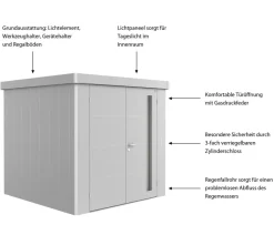 biohort Gartenhäuser & Gerätehäuser - Gerätehaus Neo 2B, ca. B236/H222/T236 cm Silber