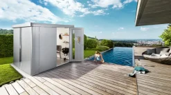 biohort Gartenhäuser & Gerätehäuser - Gerätehaus Neo 2B, ca. B236/H222/T236 cm Silber
