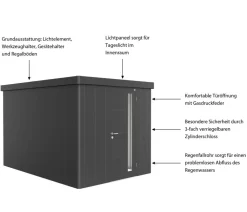 biohort Gartenhäuser & Gerätehäuser - Gerätehaus Neo 4B, ca. B236/H222/T348 cm Dunkelgrau