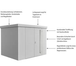 biohort Gerätehaus Neo 2C, ca. B292/H222/T236 cm Silber Discount