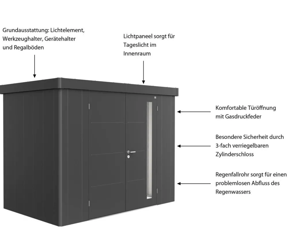 biohort Gartenhäuser & Gerätehäuser > Gerätehaus Neo 1C, ca. B292/H222/T180 cm