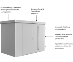 biohort Gartenhäuser & Gerätehäuser - Gerätehaus Neo 2C, ca. B292/H222/T236 cm Dunkelgrau