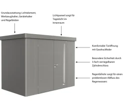 biohort Gerätehaus Neo 1C, ca. B292/H222/T180 cm Quarzgrau Clearance
