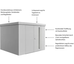 biohort Gerätehaus Neo 3C, ca. B292/H222/T292 cm Silber Clearance