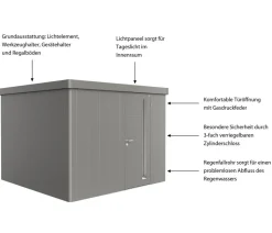 biohort Gartenhäuser & Gerätehäuser - Gerätehaus Neo 3C, ca. B292/H222/T292 cm Quarzgrau