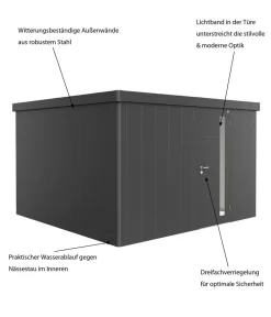 biohort Gerätehaus Neo 4D, ca. B348/H222/T348 cm Silber Clearance