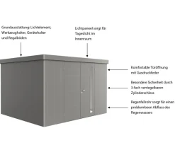 biohort Gerätehaus Neo 3D, ca. B348/H222/T292 cm Quarzgrau Outlet