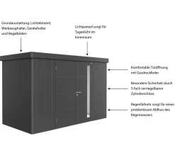 biohort Gartenhäuser & Gerätehäuser - Gerätehaus Neo 4D, ca. B348/H222/T348 cm Silber