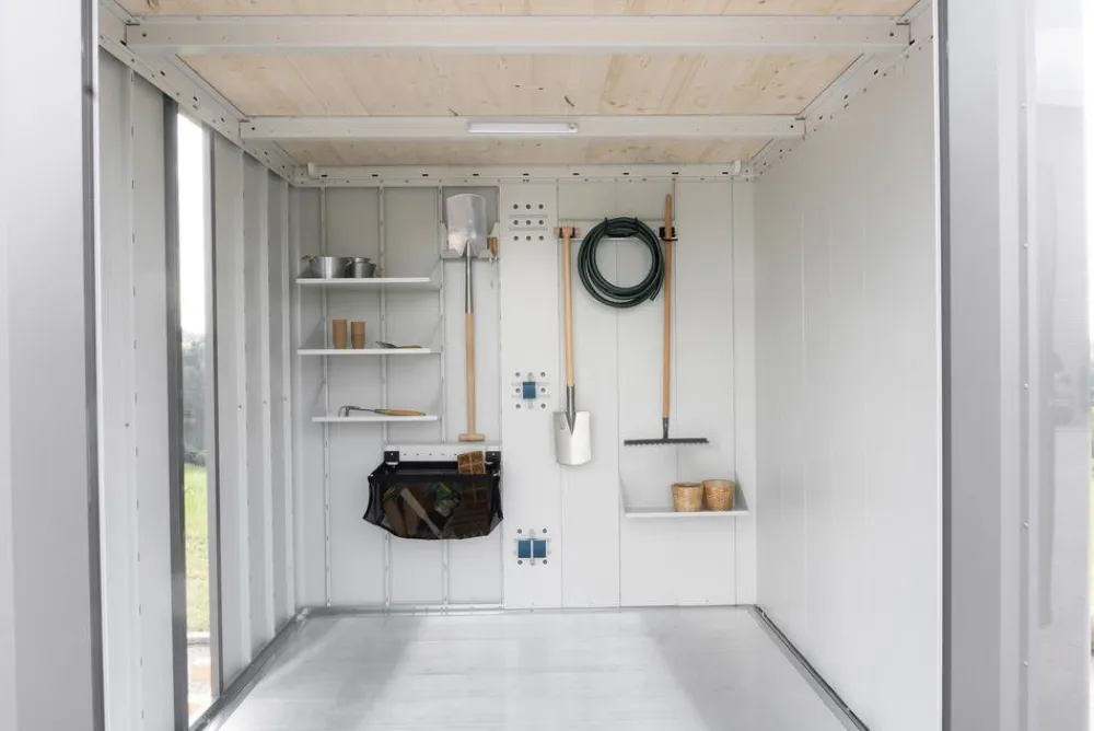 biohort Gartenhäuser & Gerätehäuser - Gerätehaus Neo 4D, ca. B348/H222/T348 cm Silber