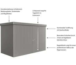 biohort Gartenhäuser & Gerätehäuser - Gerätehaus Neo 1D, ca. B348/H222/T180 cm Quarzgrau