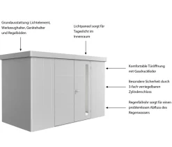 biohort Gartenhäuser & Gerätehäuser - Gerätehaus Neo 1D, ca. B348/H222/T180 cm Silber