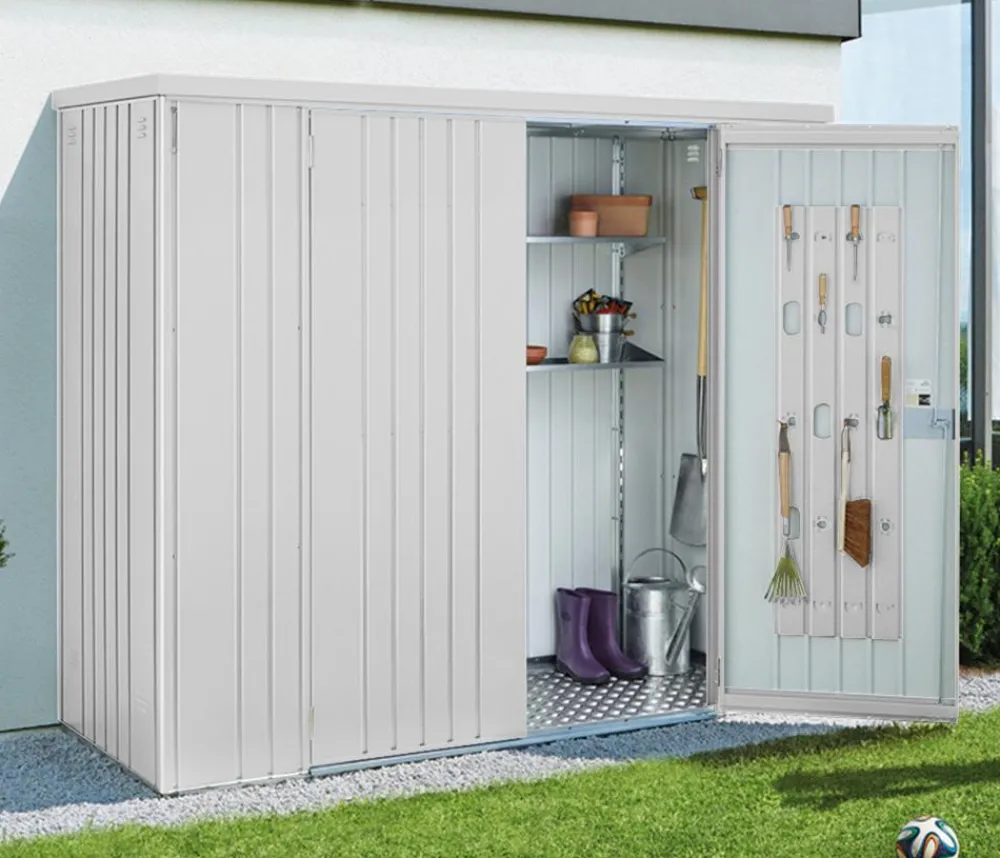 biohort Gartenschränke & Minigaragen - Geräteschrank 230, ca. B227/H182,5/T83 cm Silber