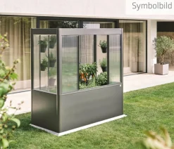 biohort Hochbeete & Frühbeete - Gewächshausaufsatz Florentina für Größe 2 x 0,5 m, ca. B201,6/H136,4/T54,7 cm Quarzgrau