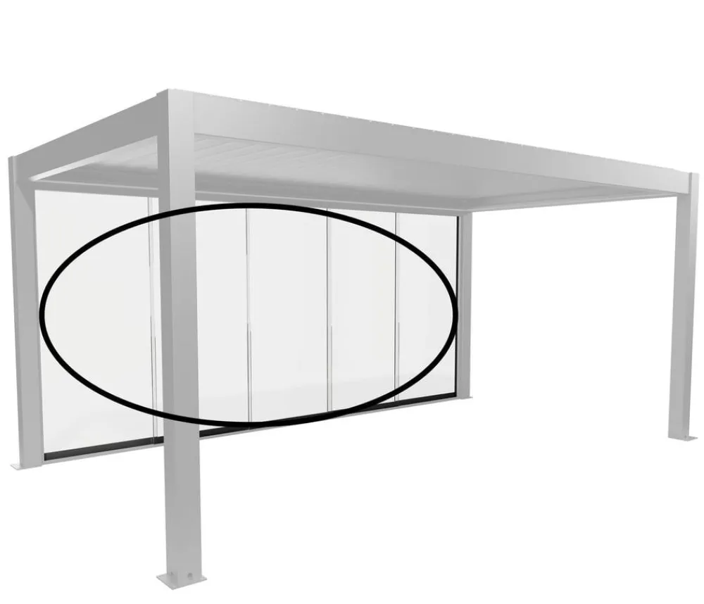 biohort Glasschiebewand für Pergolen Klarglas 5,5 m, ca. B512,5/H234,9/T6,9 cm Dunkelgrau Hot