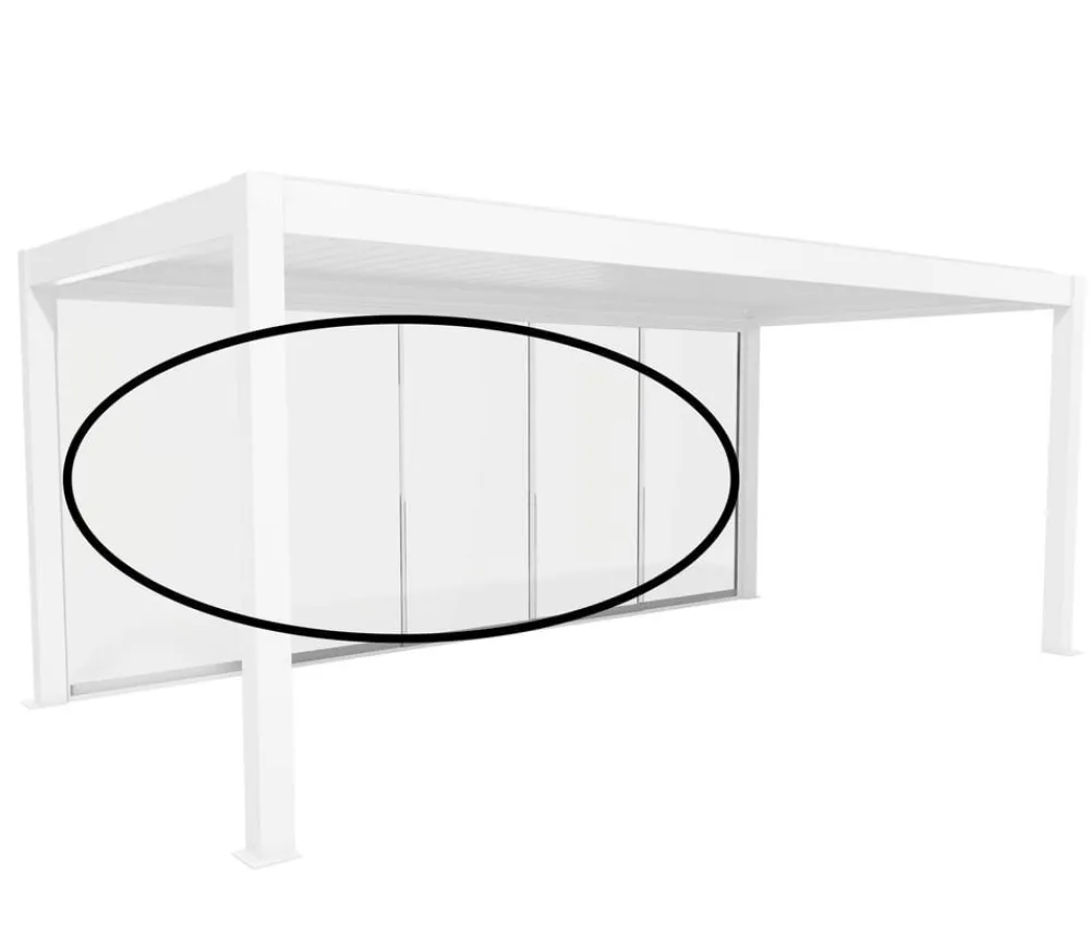 biohort Glasschiebewand für Pergolen Klarglas 6 m, ca. B568/H234,9/T6,9 cm Weiß New