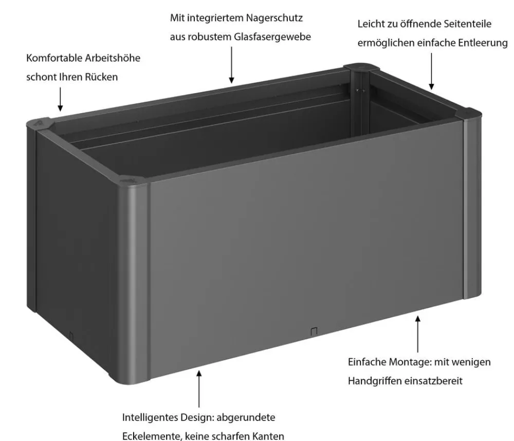 biohort Hochbeete & Frühbeete - Hochbeet Belvedere 100 Dunkelgrau