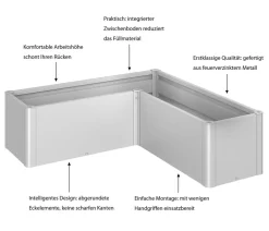 biohort Hochbeete & Frühbeete - Hochbeet Belvedere L150 Silber