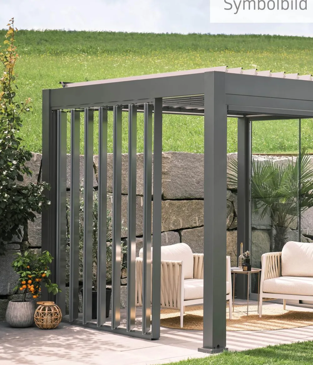 biohort Lamellenseitenwand für Pergolen 2,5 m, ca. B245,7/H235/T10,3 cm Quarzgrau Hot