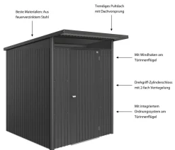 biohort Gartenhäuser & Gerätehäuser > Metallgerätehaus AvantGarde ECO A1, ca. B180/H218/T220 cm