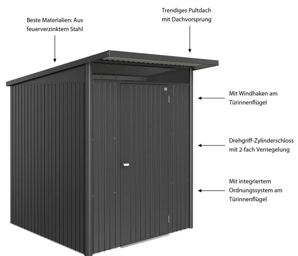 biohort Gartenhäuser & Gerätehäuser > Metallgerätehaus AvantGarde ECO A1, ca. B180/H218/T220 cm