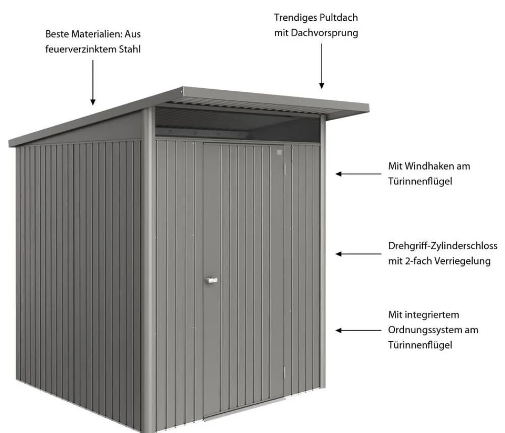 biohort Gartenhäuser & Gerätehäuser > Metallgerätehaus AvantGarde ECO A1, ca. B180/H218/T220 cm